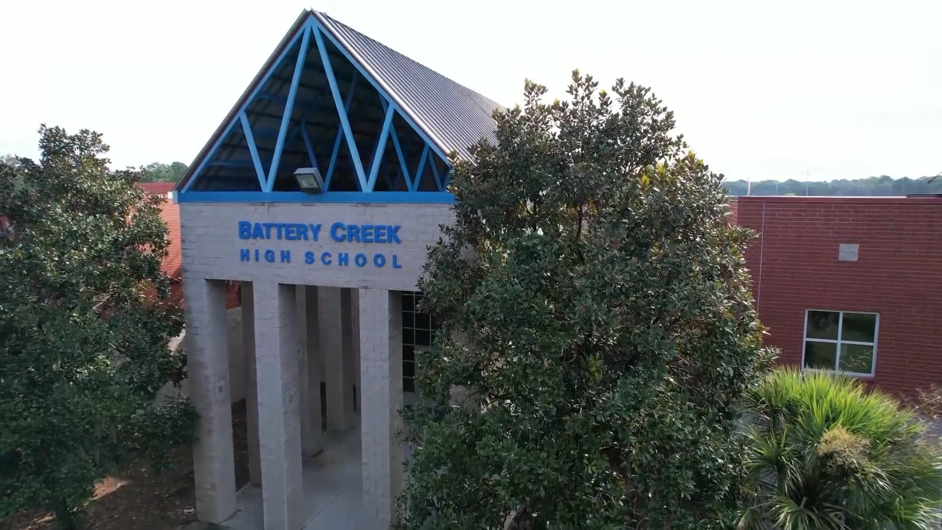 The main entrance of Battery Creek High School, where Mrs. Pazant served as an educator